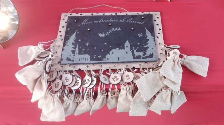 Calendrier de l'avent - Ardoise - Contrepaqué de tilleul - Toile de jute